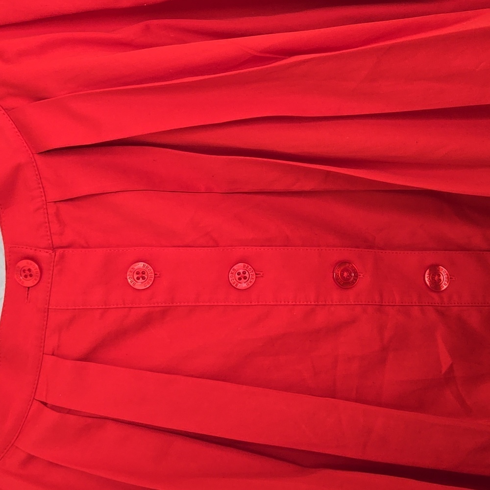Coral Red Button-Front Skirt Preppy Academia Minimalist - Picture 2 of 9